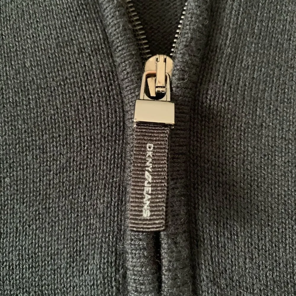 DKNY Sweater Men's Size XXL Black/Gray 1/4 Zip Mock Neck Normcore Preppy Causal